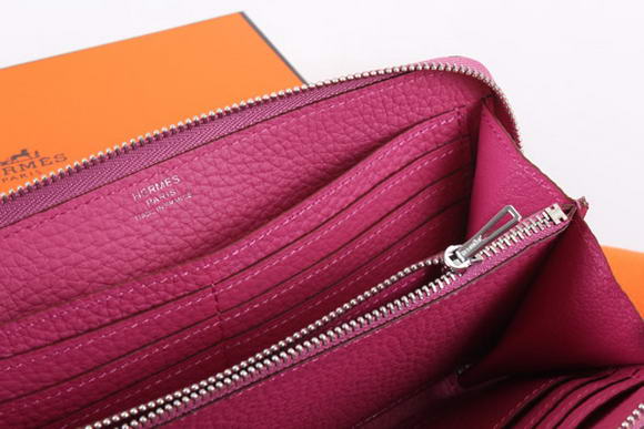 1:1 Quality Hermes Togo Leather Perforated Zippy Wallet 9032 Roseo Replica - Click Image to Close